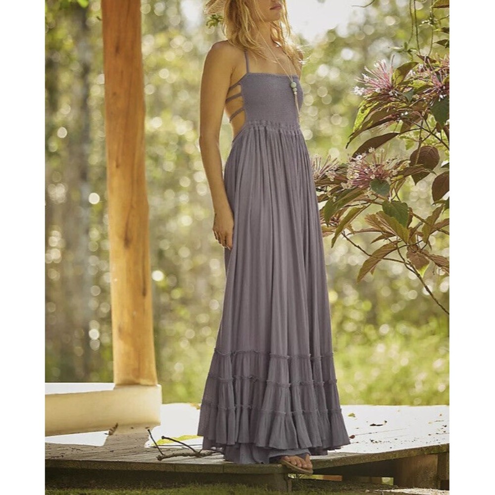 Free People Extratropical Maxi Dress Size S Endless Summer Halter Mulberry